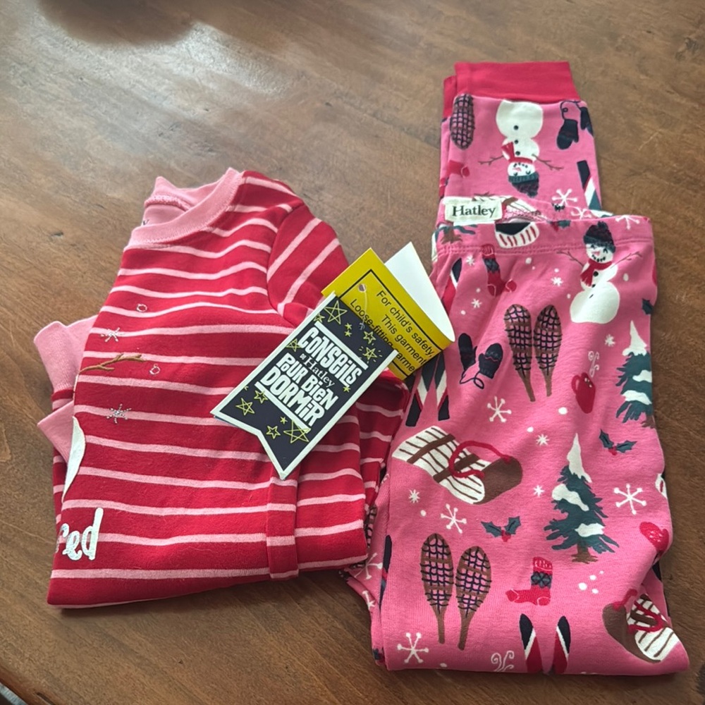Hatley Pink Striped and Snowy Scene Pajama Set